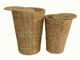 Bespoke Water Hyacinth Laundry Basket Set with Lids - Eco-Friendly Woven Storage